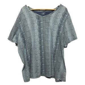 Catherines Womens Top 2X Blue White Stripe Relaxed‎ Fit Casual Travel Comfort
